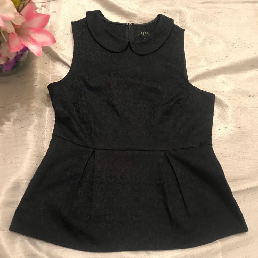 J. Crew Factory | Navy Jacquard Peplum Shell